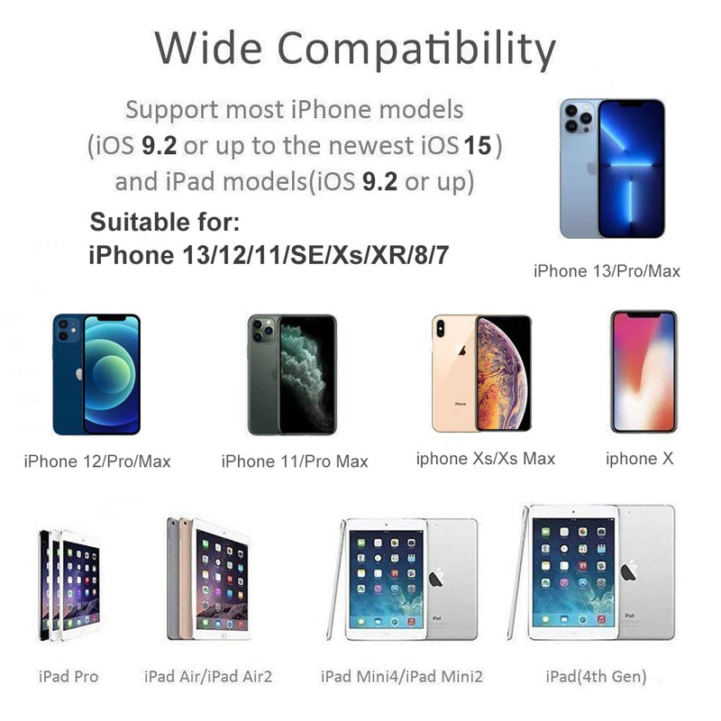 [Australia - AusPower] - 8ware Lightning to Headphone Adapter 3.5mm Jack Headphone Adapter 3 in 1 Earphone and Charging Splitter for iPhone 13/12/11/SE/XS/XR/X/8/7 and iPad 