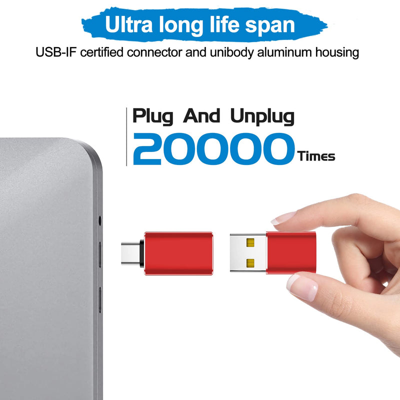 [Australia - AusPower] - xiwxi [4 Pack USB C to USB Adapter &USB to USB C OTG Adapter,Type C Converter or Type A Converter SuperSpeed Data Transfer & Fast Charging for iPhone/PC/Samsung/iPad/Laptop/MacBook/iWatch/AirPods Red 