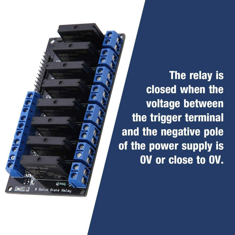 [Australia - AusPower] - 8 Channels Solid State Relay Module DC-AC Low Level Trigger Black with Fuse 