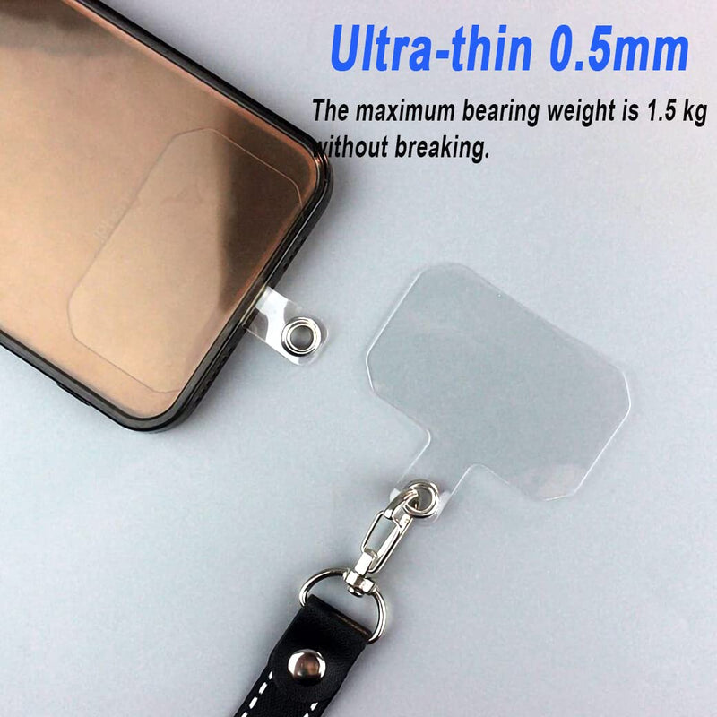[Australia - AusPower] - 4 Pack Universal Nylon Neck Crossbody Cell Phone Lanyards + 6 Pieces Replacement Sticker Patches Tab, Adjustable Detachable Strap Safety Tether and Pads for Most Smartphone, Black/White/Grey/Blue 