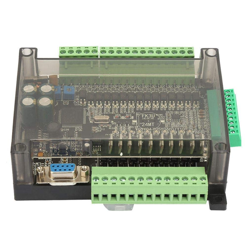 [Australia - AusPower] - PLC Controller, DC24V Programmable Logic Controller 100K Pulse 32bit MCU Industrial Control Board with Housing for FX3U-24MT, 14 Point Input 10 Transistor Output 