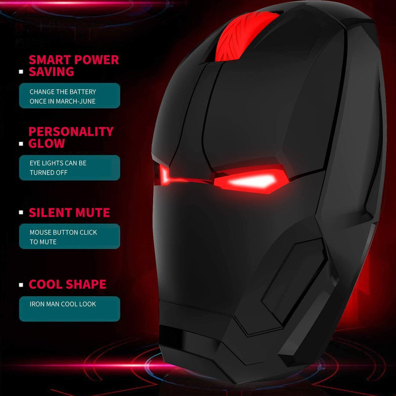 [Australia - AusPower] - Iron Man Mouse, 2.4G Noiseless Wireless Mouse with USB Receiver Portable Computer Mice for PC, Tablet, Laptop, Notebook - Black 