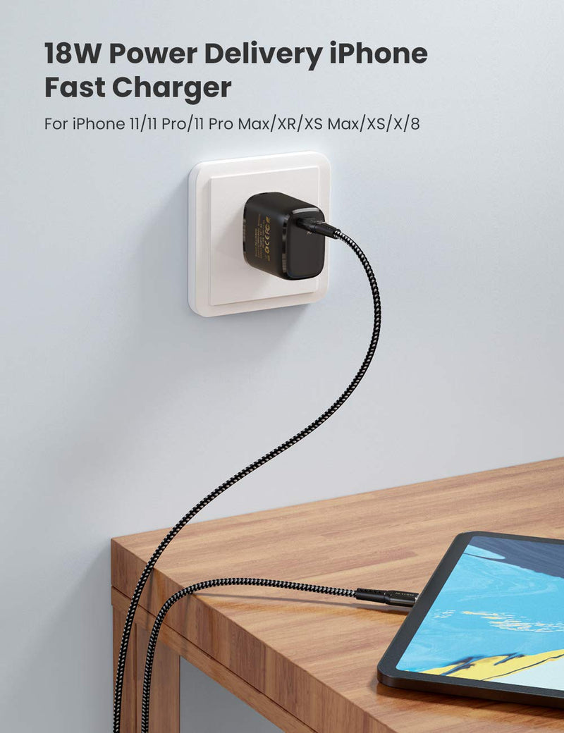 [Australia - AusPower] - iPhone Fast Charger, YEONPHOM PD USB C Wall Charger Compatible for iPhone 13 12 Pro Max/Mini/11 Pro Max/XS MAX/X/8,18W Power Delivery Type C Power Adapter Wall Plug with 6ft USB C to Lightning Cable 