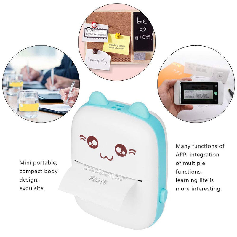 [Australia - AusPower] - Mini Portable Printer, Portable Bluetooth Thermal Printer, Bluetooth Wireless Mini Smartphone Photo Printer with Android Or iOS App, Label Memo Receipt Paper Pocket Mini Printer Gift-6 Roll Paper 