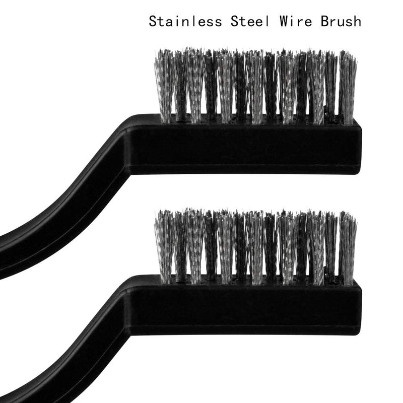 [Australia - AusPower] - Topbuti 15 Pcs Mini Stainless Steel Wire Brush Set for Cleaning Welding Slag Rust, Wire Bristle Scratch Brush Set, Curved Handle Brushes 