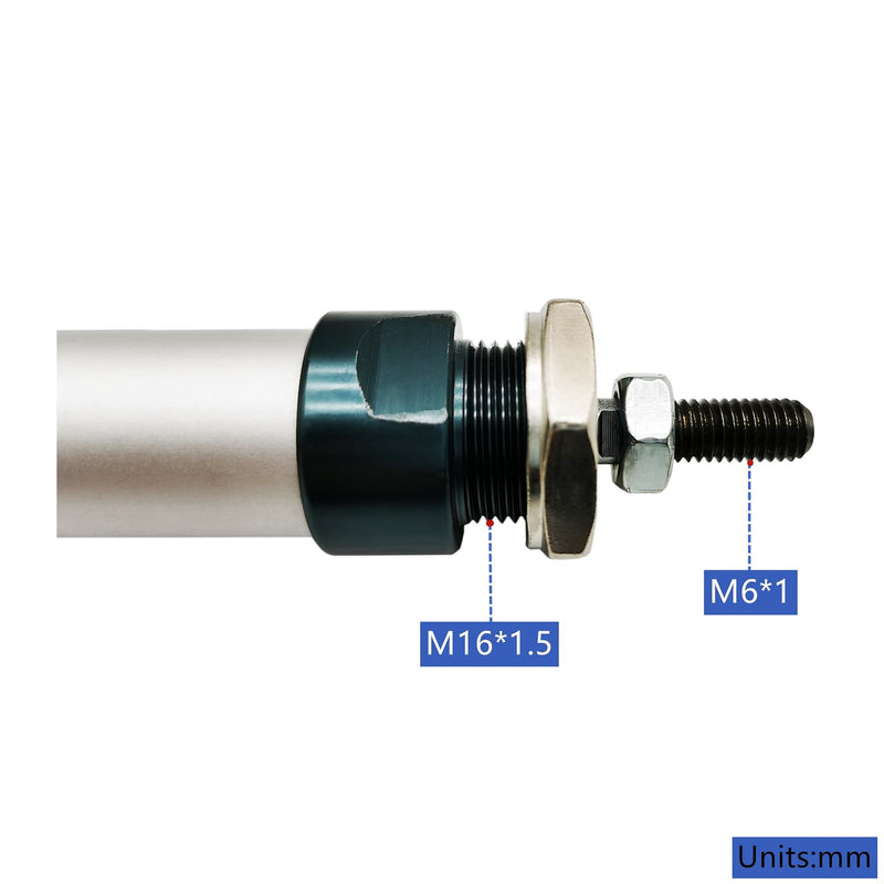 [Australia - AusPower] - Aluminum Alloy Mini Pneumaitc Air Cylinder MAL16X25 (16mm/0.63" Bore 25mm/1" Stroke）Single Rod Double Acting Air Cylinder with Y Connector and 4Pcs 6mm Pneumatic Quick Fitting (16mm Bore, 25mm Stroke) 16mm Bore 