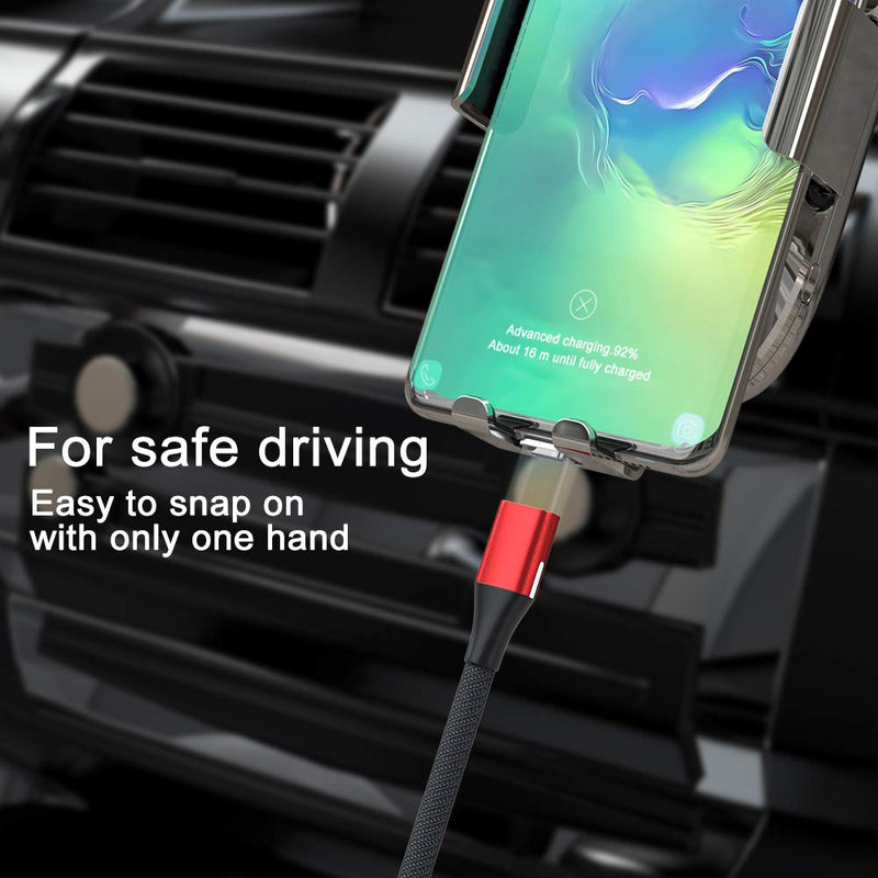 [Australia - AusPower] - NetDot Magnetic Charging Cable, Gen10 Nylon Braided 2-in-1 Magnetic Phone Charger Compatible with USB-C and Micro USB Devices (3.3ft/3 Pack red) 3.3ft 