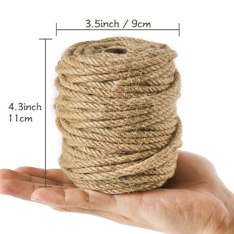 [Australia - AusPower] - Tenn Well 5mm Jute Twine, 100 Feet 4Ply Twisted Heavy Duty and Thick Twine Rope for Gardening, Crafting, Packing, Bundling and Home Decor 5mm Thick 100 Feet 