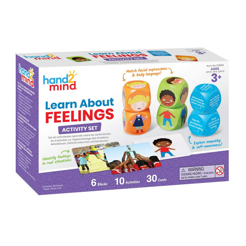 [Australia - AusPower] - hand2mind Learn About Feelings Set, Social Skills Games for Kids, 10 Social Emotional Learning Activities, 30 Emotion Cards, 1 Feelings Chart, Calming Corner, Play Therapy Games, Preschool Learning 