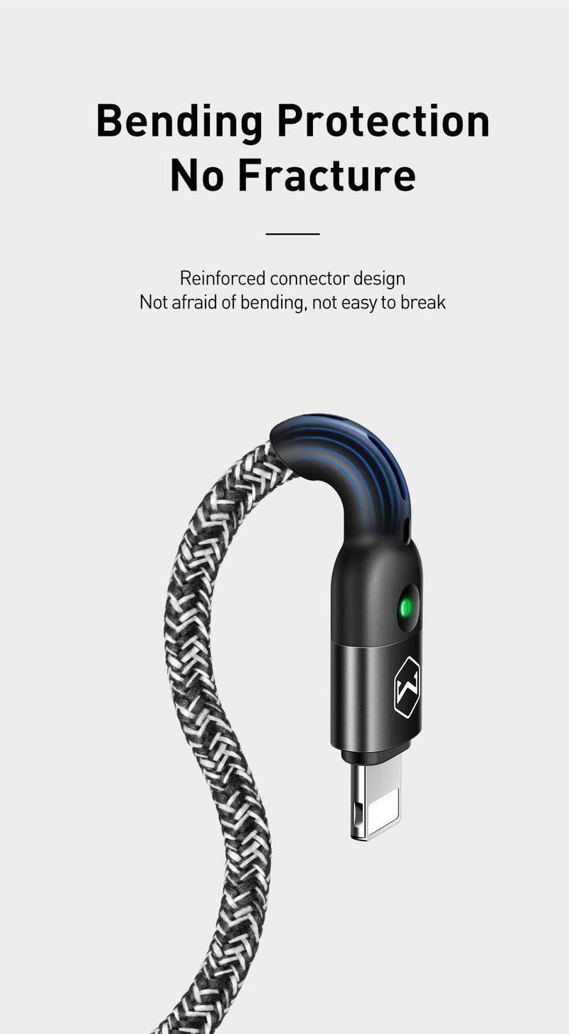 [Australia - AusPower] - [2 Pack] Anti Winding Cable, Mcdodo LED Coiled Cord Nylon Braided Sync Charge USB Data 6FT/1.8M Cable Compatible New Phone List Below 2 Pack Black 