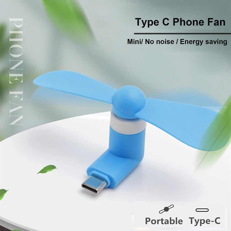 [Australia - AusPower] - Sokelinn-six Type C Phone Fan, Mini USB C Cooling Hand Fans Portable Summer Cooler for ipad Type C Plug Devices-2 Pieces (Blue) Blue 