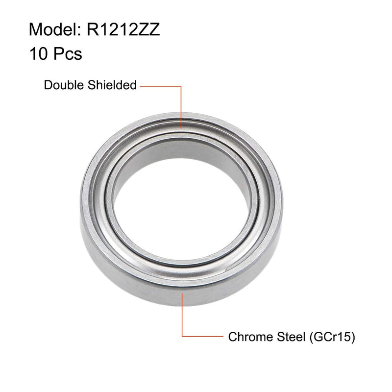 [Australia - AusPower] - uxcell R1212ZZ Deep Groove Ball Bearing 1/2-inchx3/4-inchx5/32-inch Shielded Z2 Lever Bearings 10pcs 1/2"x3/4"x5/32" 