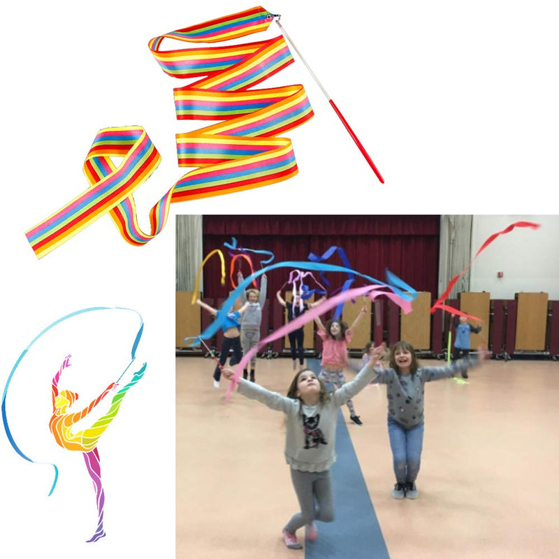 [Australia - AusPower] - Haawooky 14 Pieces Dance Ribbons Streamers,Rhythmic Gymnastics Ribbon Wands,Gym Ribbons Streamers,Silk Ribbon for Talent Shows, Artistic Dancing, Baton Twirling (14 Colors) 