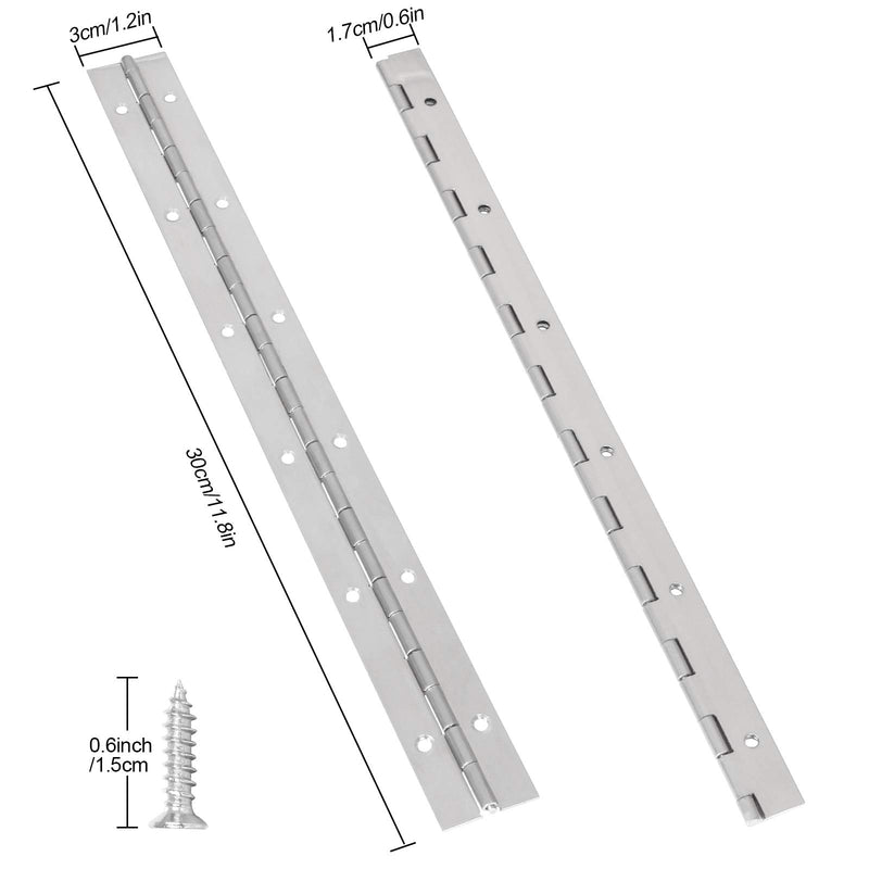 [Australia - AusPower] - 2 PCS Stainless Steel 304 Piano Hinge, 12 Inch Heavy Duty Continuous Hinge, 0.04" Thickness Fixing Folding Continuous Piano Hinge 