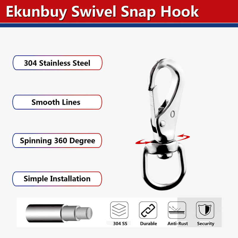 [Australia - AusPower] - Ekunbuy Swivel Eye Snap Hooks, 304 Stainless Steel Heavy Duty 2.7 Inch 3.5 Inch Spring Hooks for Keychains, Bird Feeders, Pet Chains, Dog leashes 2.7"(0#)-4pcs 
