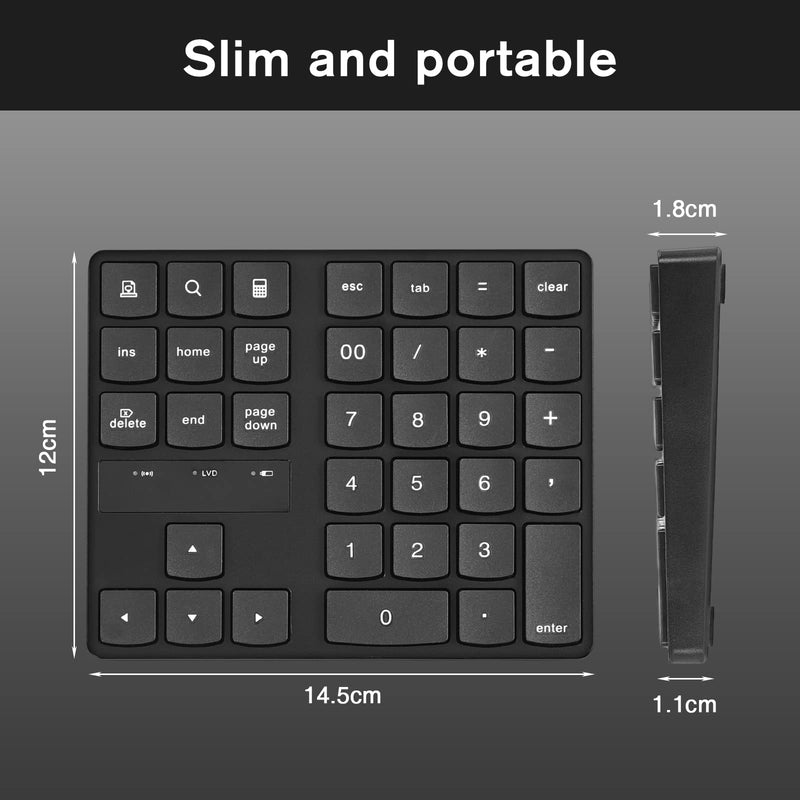 [Australia - AusPower] - Wireless Number Pad, RaceGT Numeric Keypad Ultra-Silent Rechargeable 2.4G 35 Keys for Laptop,Desktop,PC, Notebook 
