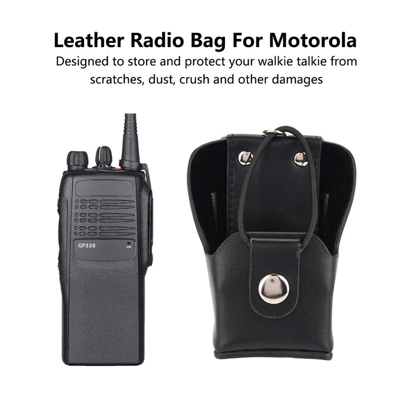 [Australia - AusPower] - Bewinner Leather Radio Bag Leather Case Cover for Motorola GP328plus/GP338plug/GP344/GP388 Walkie Talkie Radio with Lanyar Radio Pouch Back Clip PU Leather Walkie Talkie Carrying Case 
