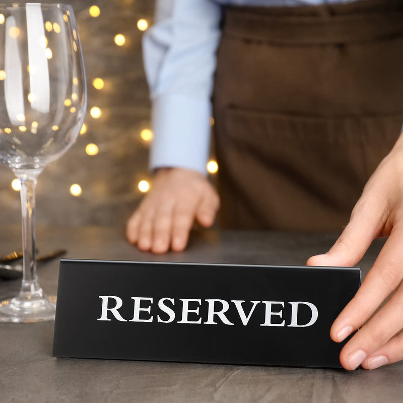 [Australia - AusPower] - 6 Pieces Plastic Reserved Table Sign Table Tent Wedding Sign Guest Reservation Table Seat Sign for Restaurant Wedding Chairs, Black (5.9 x 2 Inches) (White Words Black Background, 5.9 x 2 Inches) White Words Black Background 