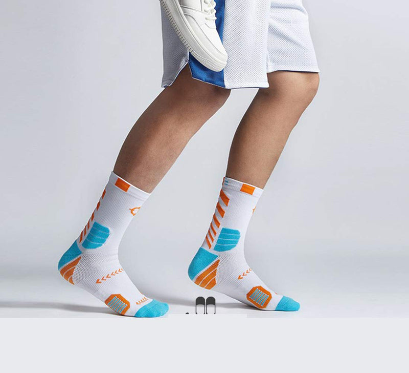 [Australia - AusPower] - 5 Pairs Men's Athletic Crew Socks Performance Thick Cushioned Sport Basketball Running Training Compression Sock 