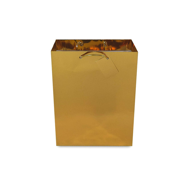 [Australia - AusPower] - Gold Gift Bags - 12 Pack Small Metallic Designer Paper Shopping Bags with Handles, Gift Wrap Euro Totes for Birthdays, Party Favors, Baby Showers, Bachelorette, Holidays, Christmas, Bulk - 6x3x7.5 