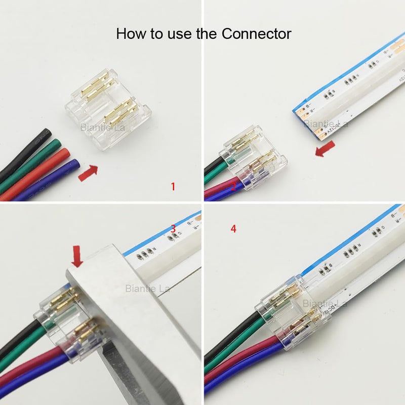 [Australia - AusPower] - Biantie La RGB LED Strip Light Connectors - 4-Pin 10mm Solderless Clips for COB Tape Strip-to-Wire Joints (Pack of 20) (10mm) 