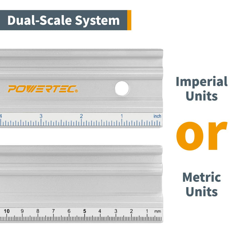 [Australia - AusPower] - POWERTEC 71213 18" Anodized Aluminum Straight Edge | Metal Straight Edge Machined Flat to Within 0.001” Over Full 18” - Professional Finishing Tools 