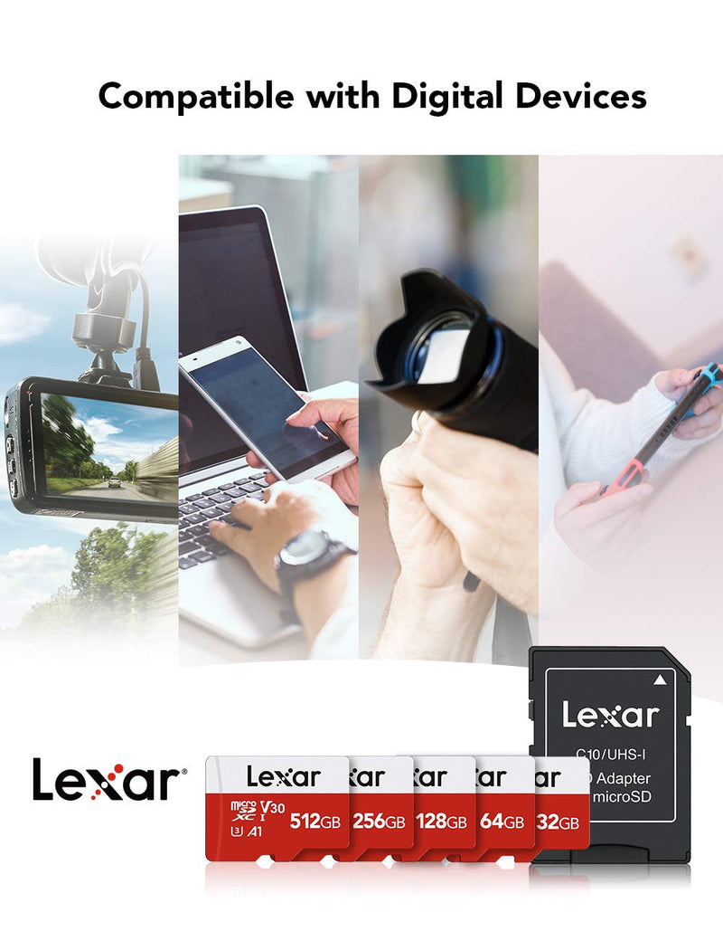 [Australia - AusPower] - Lexar 64GB Micro SD Card 2 Pack, microSDXC UHS-I Flash Memory Card with Adapter - Up to 100MB/s, U3, Class10, V30, A1, High Speed TF Card (2 microSD Cards + 1 Adapter) 64GB x 2 