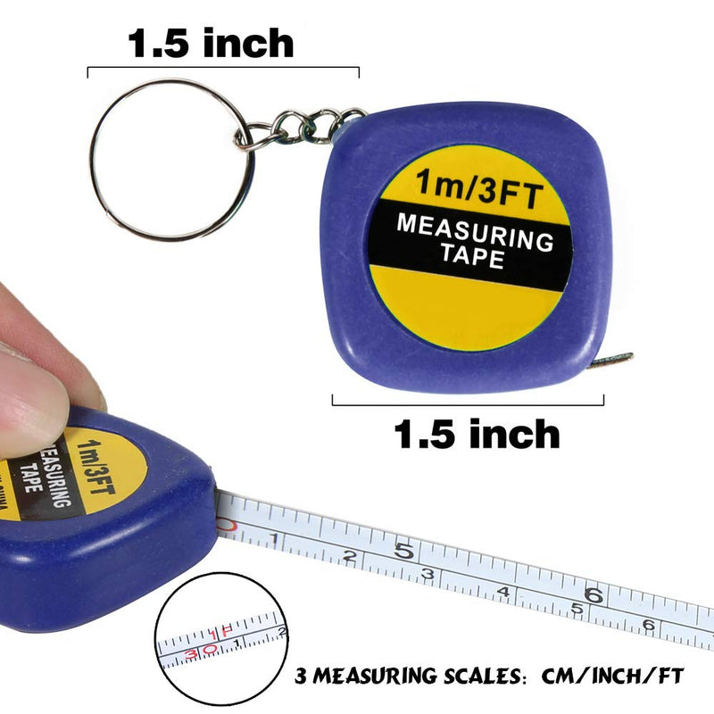 [Australia - AusPower] - PROLOSO Tape Measure Keychains Retractable Measuring Tapes Party Favors Pack of 20 for Kids & Adults 1m/3Ft 