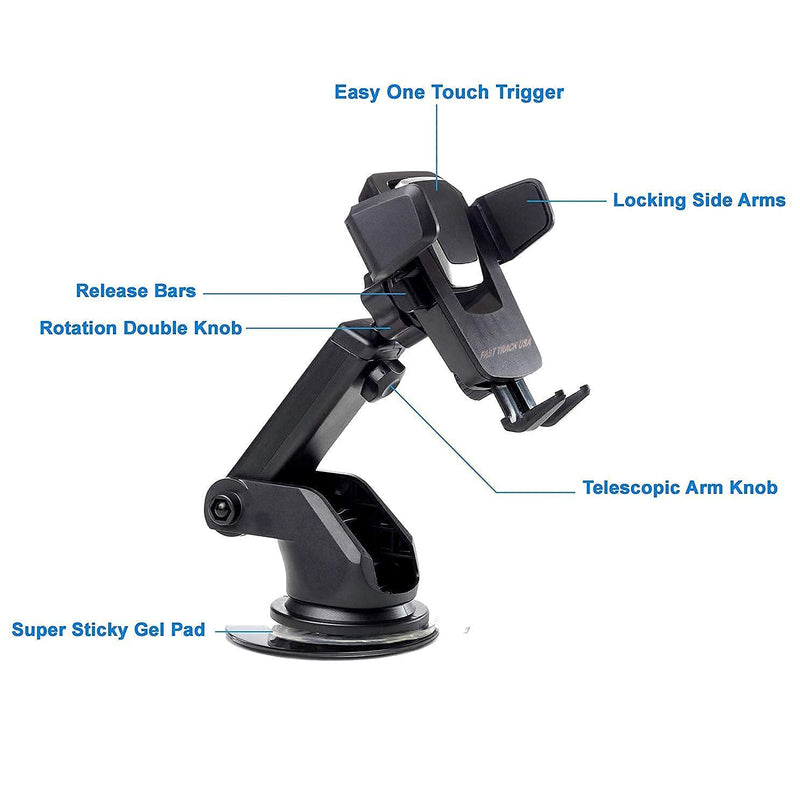 [Australia - AusPower] - 360 Car Phone Mount Holder Adjustable Long Neck One Touch Car Cell Phone Mount Holder for Windshield Dashboard and Office Desk. Compatible with Any Smartphone 