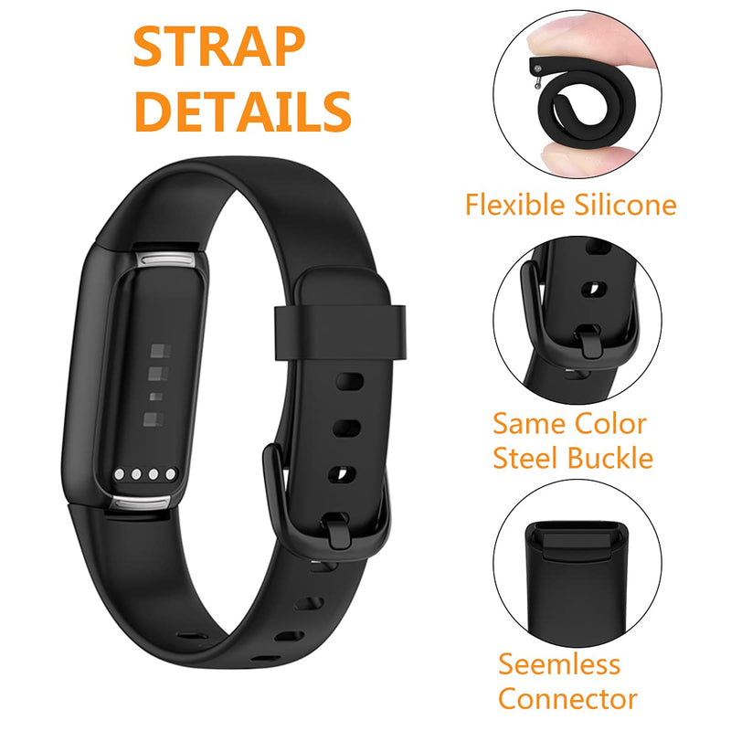 [Australia - AusPower] - HOMTERN Compatible with Fitbit Luxe Bands,Silicone Flexible Durable Smartwatch Bands Watch Straps for Fitbit Luxe Women Man Black Large 
