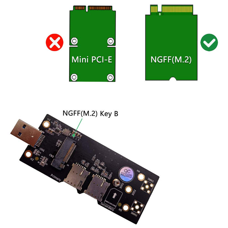 [Australia - AusPower] - HLT NGFF(M.2) to USB 3.0 Adapter with Dual Nano SIM Card Slot for 3G/4G/5G Module 