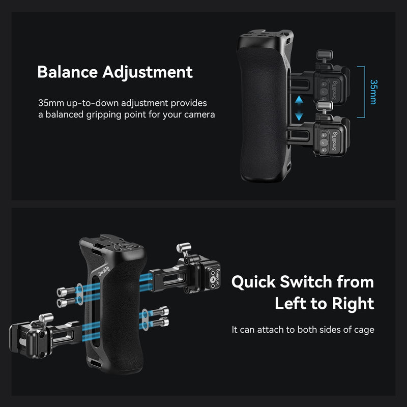 [Australia - AusPower] - SmallRig Snap-On NATO Side Handle, Quick Lock Design, Up/Down Adjustable, Built-in Cold Shoe Mount, 1/4''-20 Thread Hole, Wrist Strap Hole - 4017 