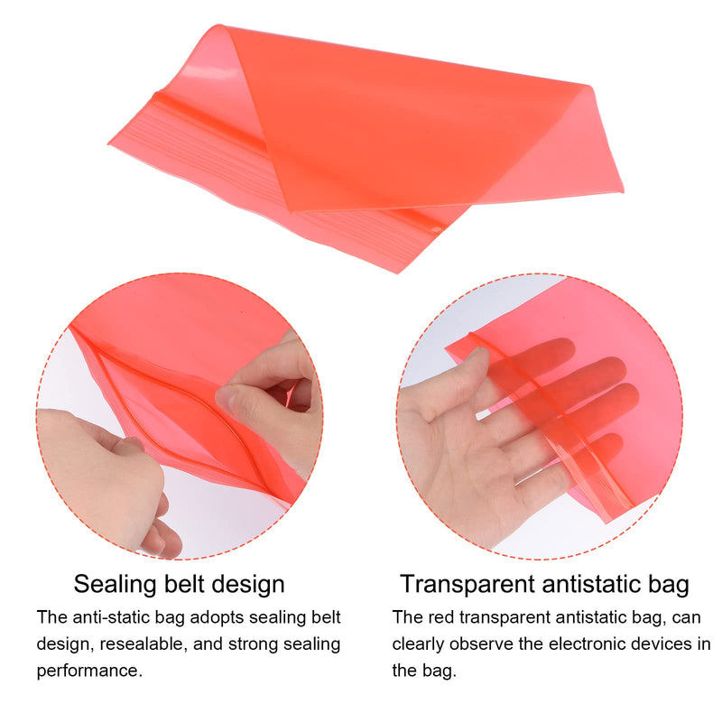 [Australia - AusPower] - MECCANIXITY Anti Static Bags Shielding Bag 2x2.8inch(5x7cm) Red Transparent Resealable for Hard Drive HDD SSD 100pcs 