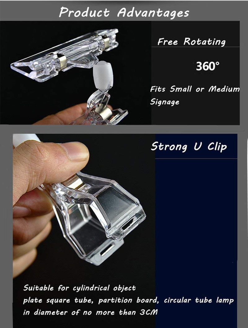 [Australia - AusPower] - Plastic Merchandise Sign Clip Rotatable Pop Clip-on Holder Stand Price Display Holders Tag Clip Pack of 25 Clear 25 Pack 