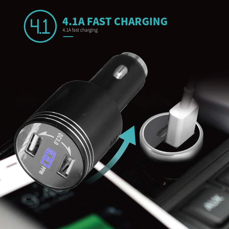 [Australia - AusPower] - Multi-Function Car Carbon Monoxide Detector, Fast Car Charger, Quick Charge 3.0 Adapter with Dual QC3.0 USB Ports, CO Alarm Detector in Car with LCD Digital Display(Black) 