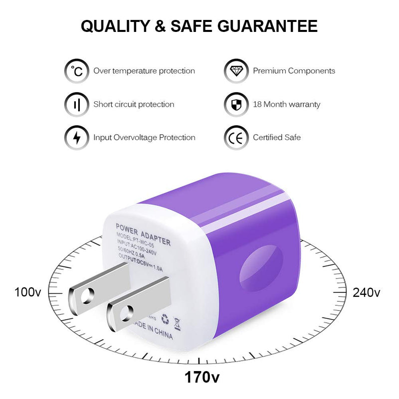 [Australia - AusPower] - USB Wall Charger,TePoo 5 Pack Single Port 1A/5V Charging Block Power Adapter Plug Compatible with iPhone 13/13 Pro Max/12 mini/12 Pro/SE/11/11 Pro/XR,Samsung Galaxy S21/S20,LG,Moto,Pixel,Android 