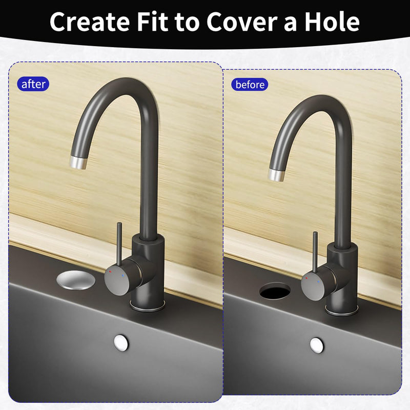 [Australia - AusPower] - 2 Inch Kitchen Sink Hole Covers, Faucet Hole Cover Stainless Steel Wash Basin Kitchen Sink Tap Hole Plate Stopper, Sealed Decoration Hole Cover (Silver) Silver 