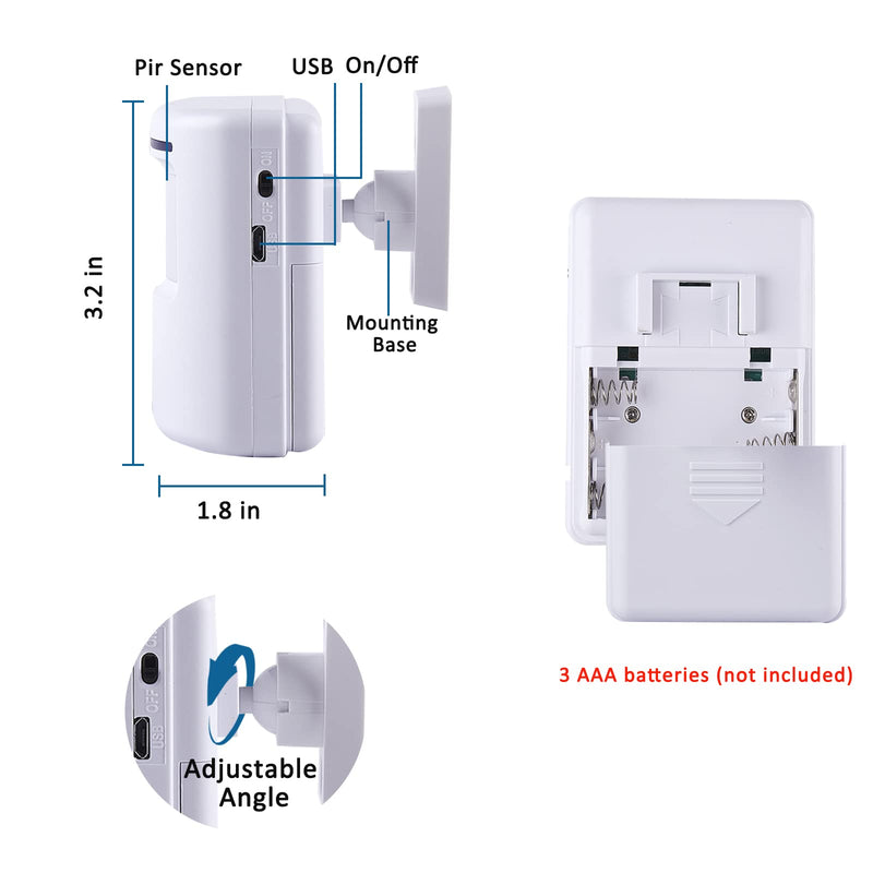 [Australia - AusPower] - BESTOONE Motion Sensor Alarm, Long Range Wireless Driveway Alarm, Indoor Home Security System Electric Doorbells, 2 Motion Detector and 1 Alarm, 38 Chime Tunes, LED Indicator 