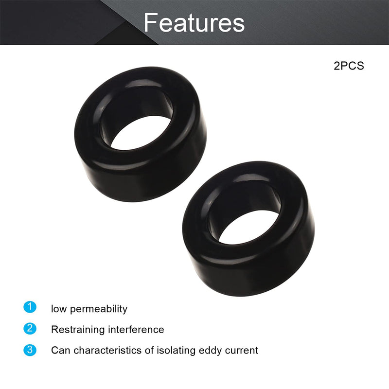 [Australia - AusPower] - Fielect 2 Pcs Toroid Core Ferrite Choke Iron Powder Inductor Ferrite Ring 24.1x39.9x14.5mm?Black 2Pcs 