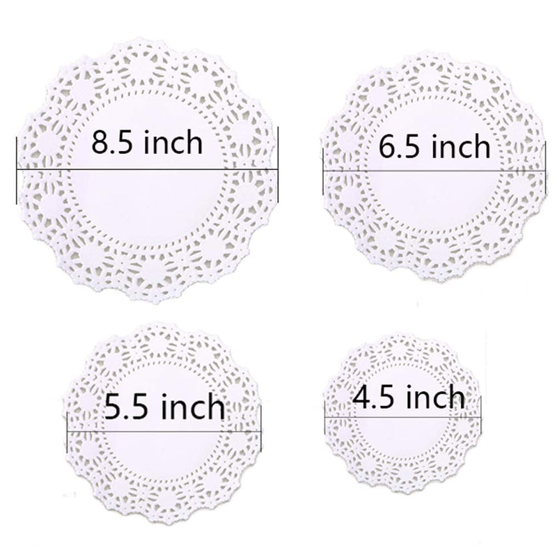 [Australia - AusPower] - OJYUDD 400 Pack Round Lace Paper Doilies,Lace Paper Placemats for Food, Cake, Crafts, 4 Assorted Sizes (White) 