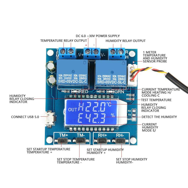 [Australia - AusPower] - Xy-Tr01 Temperature Controller Module, Digital Electronic Temperature Controller Board Switch High Precision Dual Output 