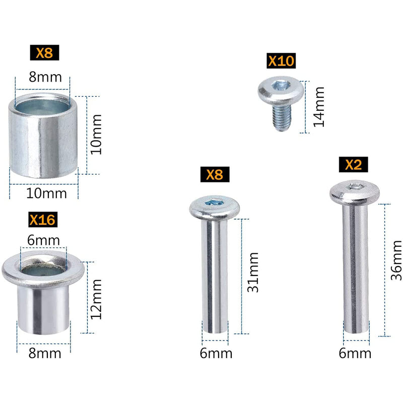 [Australia - AusPower] - Still Awake Inline Skate Axle Spacer Screw Replacement, Aluminum Alloy Rollerblade Skate Wheel Bearing Spacer, Roller Skate Replacement Accessories with Axle & Axles Screws & Wrench 6mm Axle + 6mm Frame Spacer + 8mm Wheel Spacer 