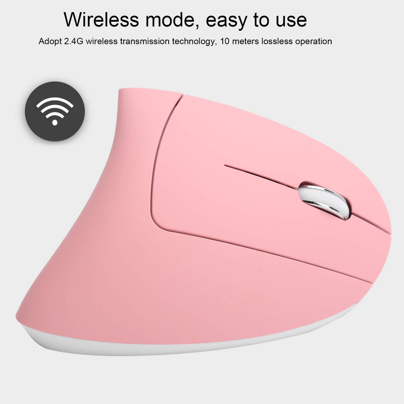 [Australia - AusPower] - Ergonomic Vertical Mouse, 2.4G Wireless Optical Game Mouse, RGB Backlight, Adjustable 4-Level 2400DPI, 6 Button for PC/ Laptop Desktop(Pink) 