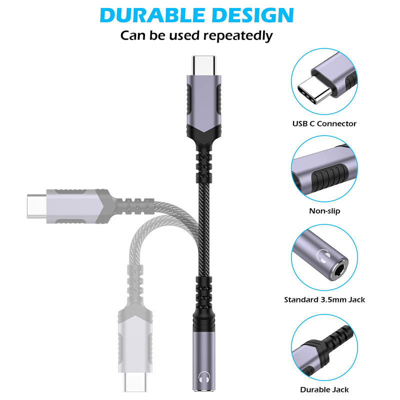 [Australia - AusPower] - USB C to 3.5mm Audio Adapter, USB Type C to 3.5mm Headphone Adapter for Galaxy S21 Ultra USB C to Aux Dongle Cable Cord DAC Stereo Earphone Adapters for Samsung S20 FE Note20 iPad Pro OnePlus 9 Pro 8T 