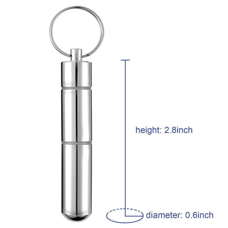 [Australia - AusPower] - Hotop Portable Toothpick Holder Pocket Waterproof Aluminium Alloy Toothpick Box Metal Pill Case with Key Ring, 2.8 x 0.6 Inch 