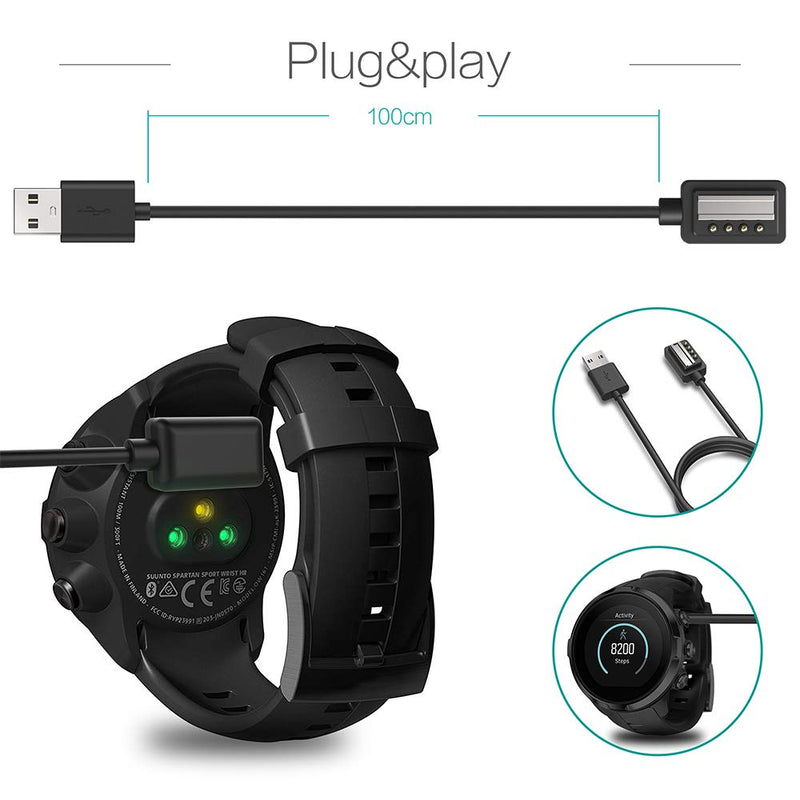 [Australia - AusPower] - TUSITA Charger Compatible with Suunto 9, D5, Spartan Ultra HR, Spartan Sport Wrist HR, EON Core - Magnetic USB Charging Cable 100cm - GPS Watch Accessories 