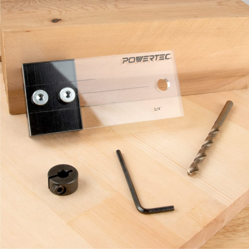 [Australia - AusPower] - POWERTEC 71498 Dowel Drilling Jig with Cobalt M-35 Drill Bit and Split Ring Stop Collar, 1/2-Inch Jig 1/2" 