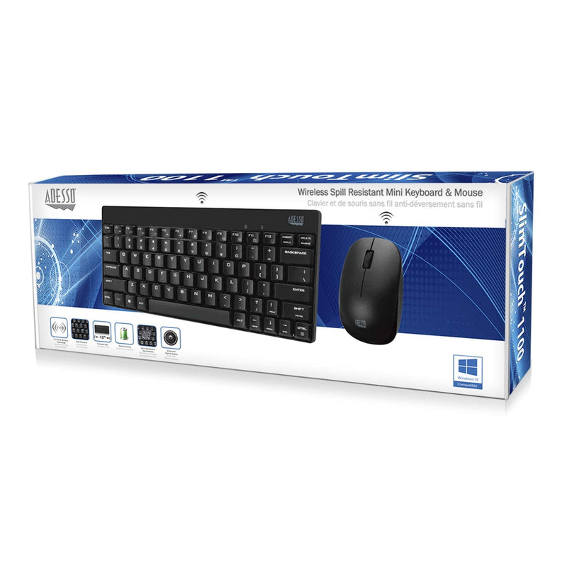 [Australia - AusPower] - Adesso WKB-1100CB Natural Ergonomic Wireless Spill Resistant Mini Keyboard & Mouse Combo 