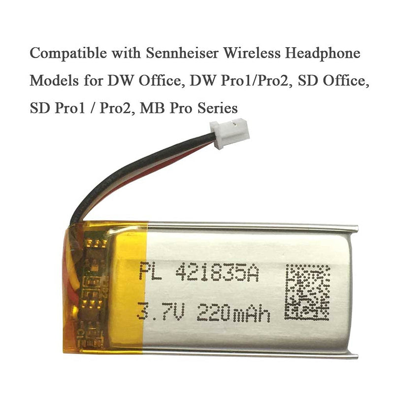 [Australia - AusPower] - 220mAh Replacement Battery for Sennheiser DW Office Pro1- DW Series, SD Office SD Pro1- SD Series Wireless Headsets - 2 Pack 
