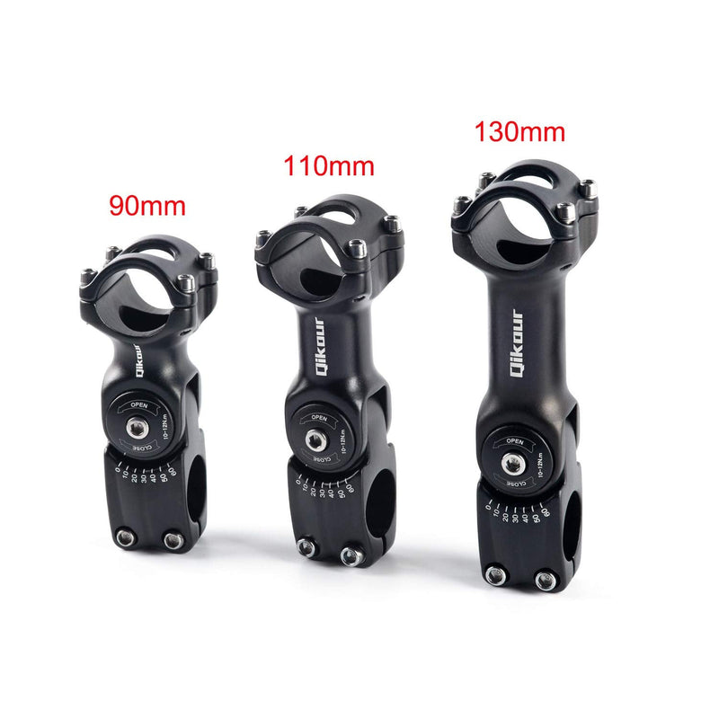 [Australia - AusPower] - 31.8 Bike Stem Adjustable 0-60 Degree Bicycle Stem Handlebar Riser Extender for Road Bike, Mountain Bike, MTB, BMX (Only Fit 1.25"/31.8mm Handlebar) 31.8 x 110mm 
